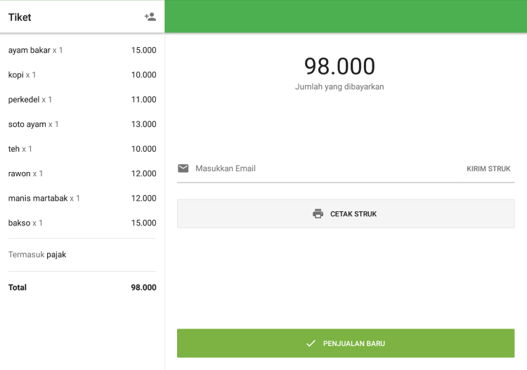 tombol 'Penjualan baru'