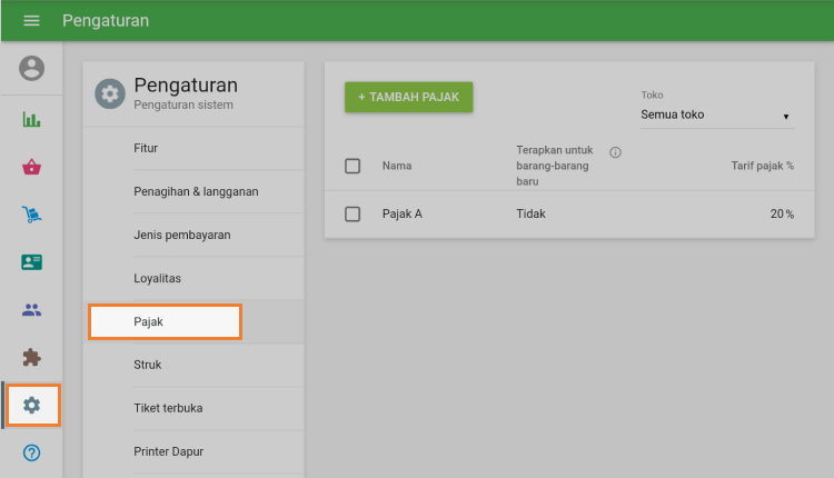 ‘Pajak’ di ‘Pengaturan’