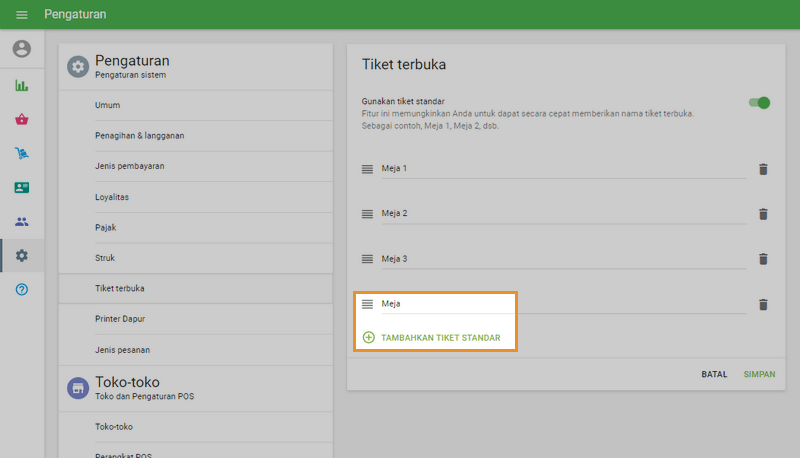 tombol 'Tambahkan tiket yang telah ditentukan sebelumnya'