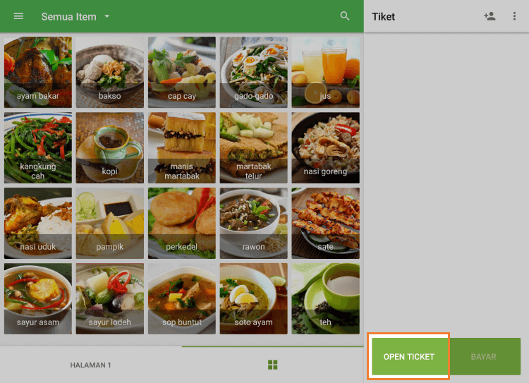 tombol 'Tiket terbuka'