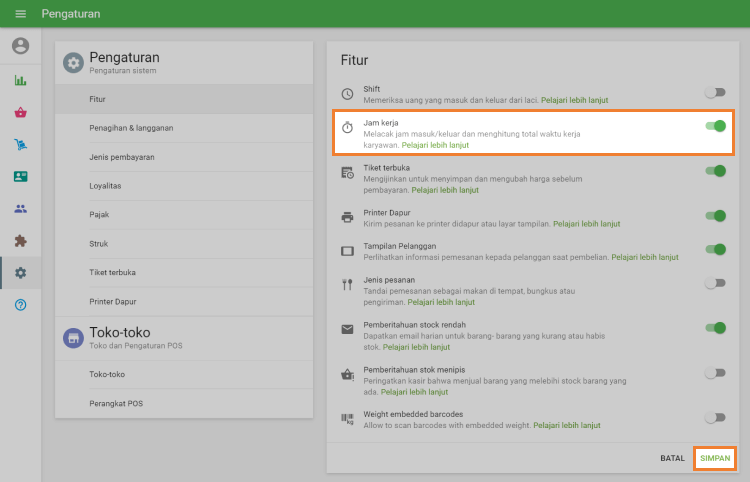 aktifkan 'Jam kerja'