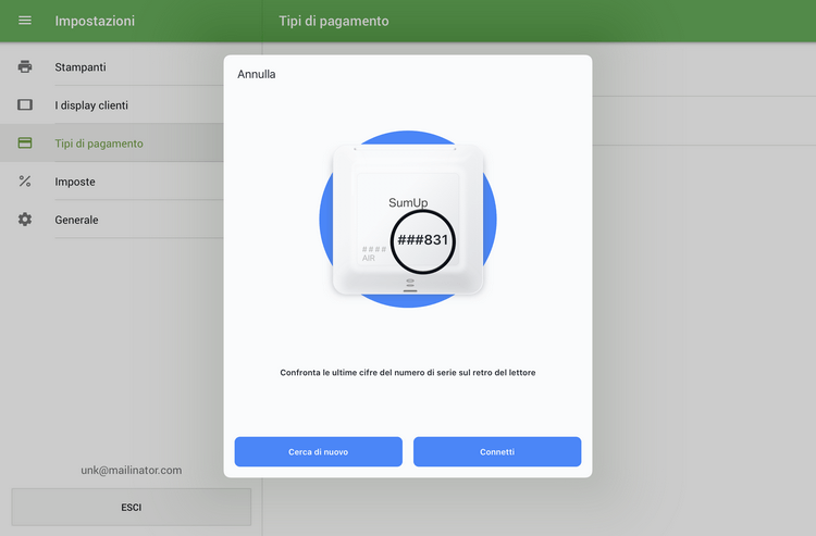 pulsante 'Connettere'
