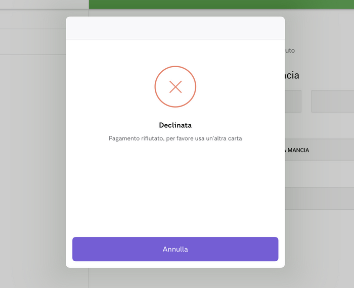 un messaggio di errore
