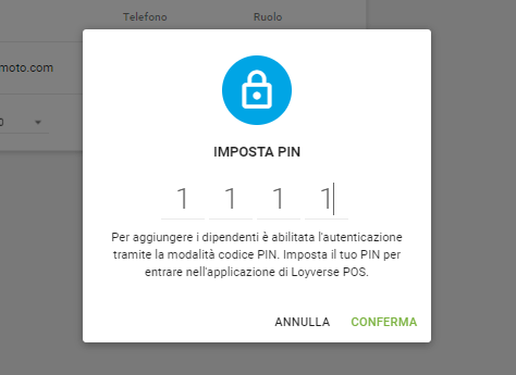 di impostare il codice PIN