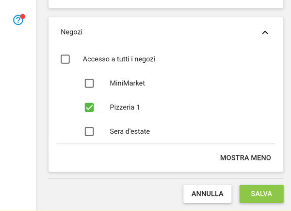 scegline uno nell'elenco dei tuoi negozi