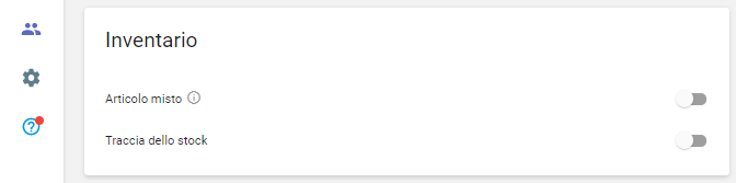 Articolo misto e Traccia dello stock