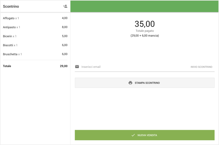 totale della ricevuta e il valore della mancia