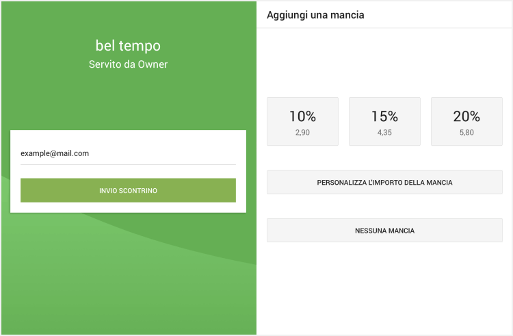 Mance sul display del cliente