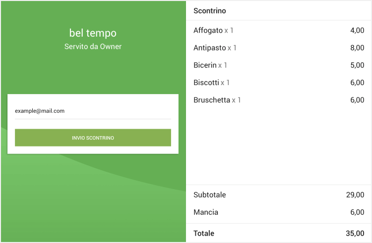 ricevuta con le mance