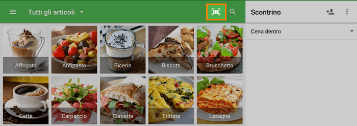 scansione dei codici a barre dalla fotocamera integrata