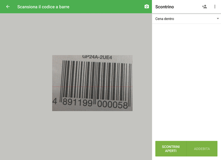 la fotocamera sul codice a barre