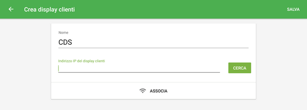 Inserisci il nome del Sistema di display clienti