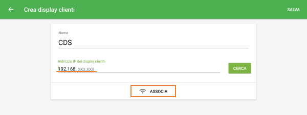 è possibile inserire manualmente l'indirizzo IP del dispositivo di CDS