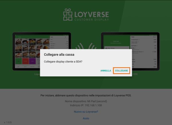 Tocca 'Associa' per confermare la connessione