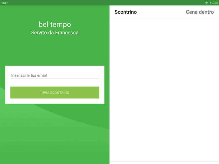 schermata con un scontrino vuoto