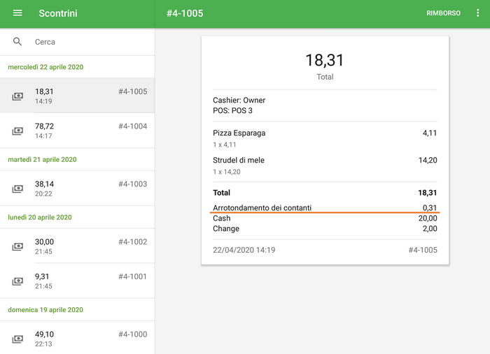 arrotondamento nella ricevuta