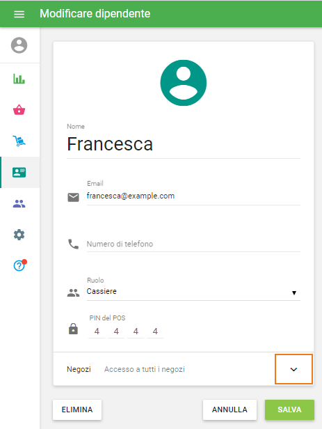 accesso dei dipendenti ai negozi