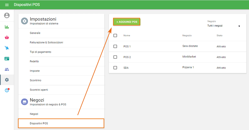 sezione 'Dispositivi POS'