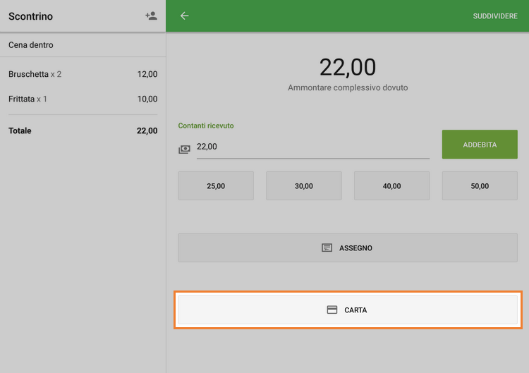 seleziona 'Carta'