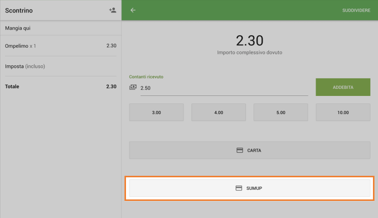 tipo di pagamento SumUp