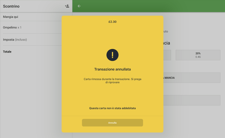 un messaggio di errore