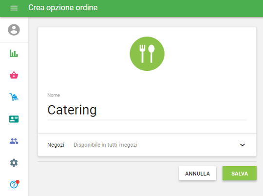 Puoi modificare o creare una nuova opzione
