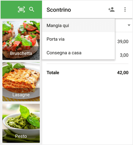 tutte le opzioni per la cena