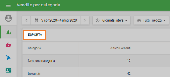 il pulsante 'Esporta