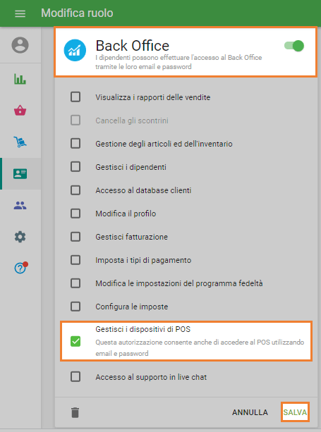 Seleziona Gestisci i dispositivi di POS