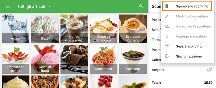 Sgombrare lo scontrino