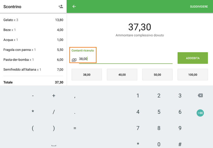 Contanti ricevuto