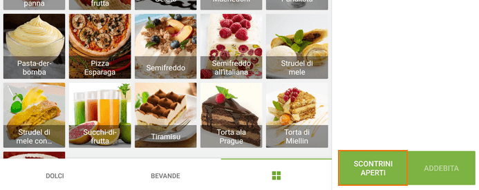 seleziona 'Scontrini Aperti'