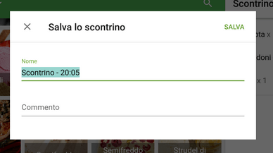 modificare nome e commento del scontrino