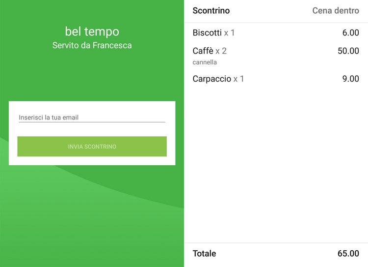 CDS mostrerà modificatori, sconti, imposte applicate agli articoli e al scontrino intero