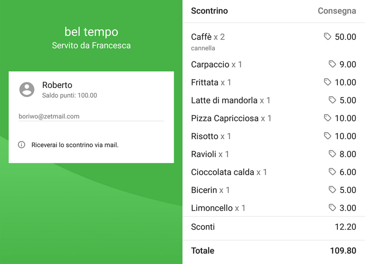 trascinarlo verticalmente per visualizzare tutti gli articoli