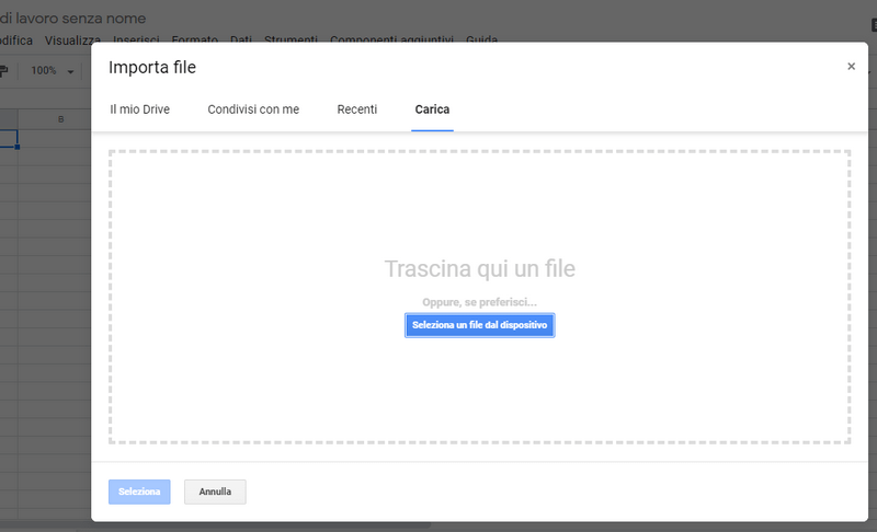 'Carica' ​- 'Importa file'