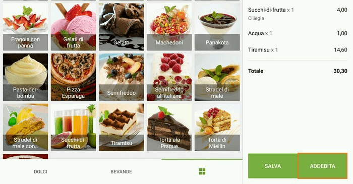 seleziona 'Addebita'