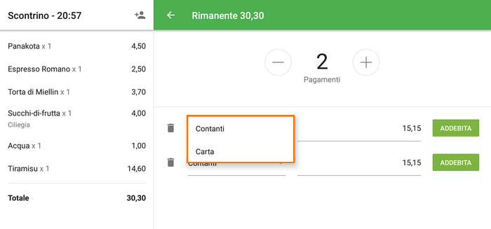 il tipo di pagamento
