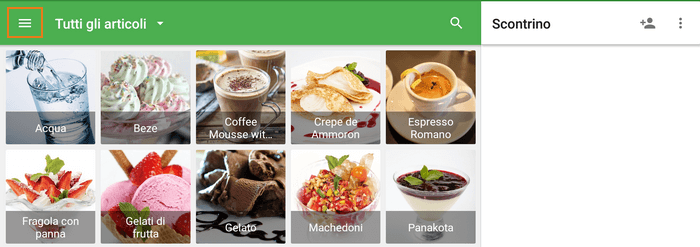 Clicca sulle tre linee