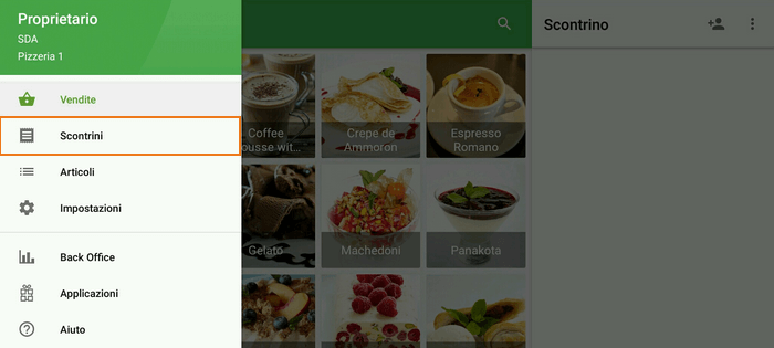 pulsante 'Scontrini'