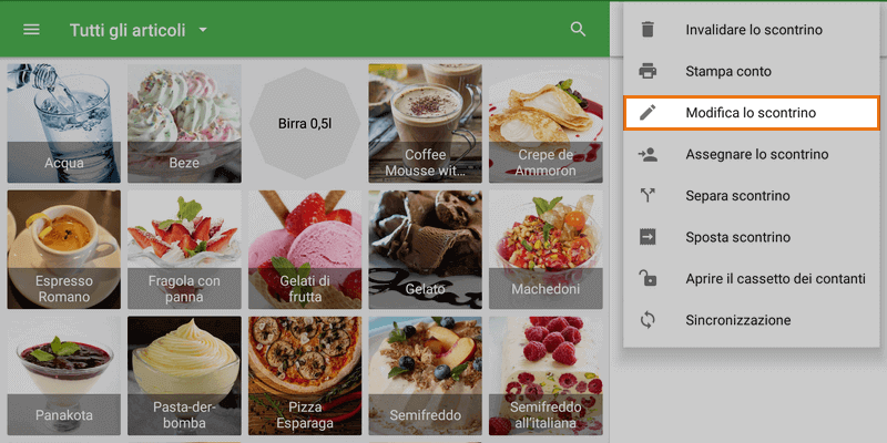 seleziona 'Modifica lo scontrino'