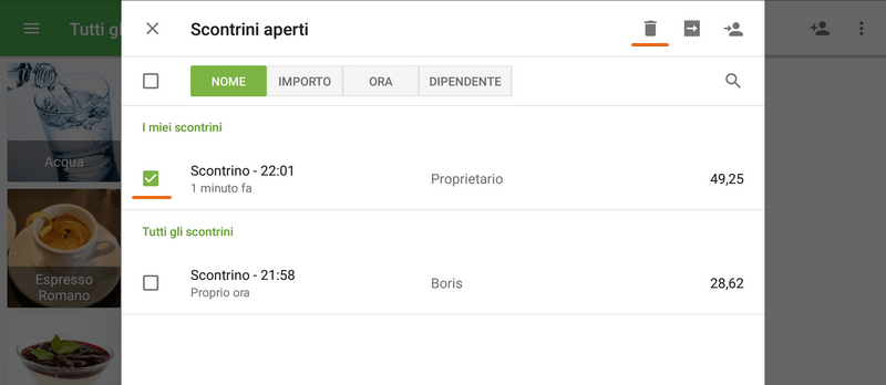 Invalidare il scontrino