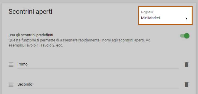selezionare il negozio corretto dal menu a discesa
