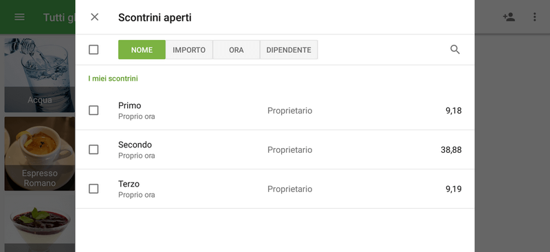 Tocca il scontrino per modificarlo