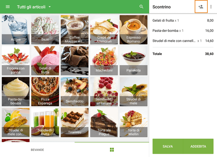 clic sull'icona 'Aggiungi cliente'
