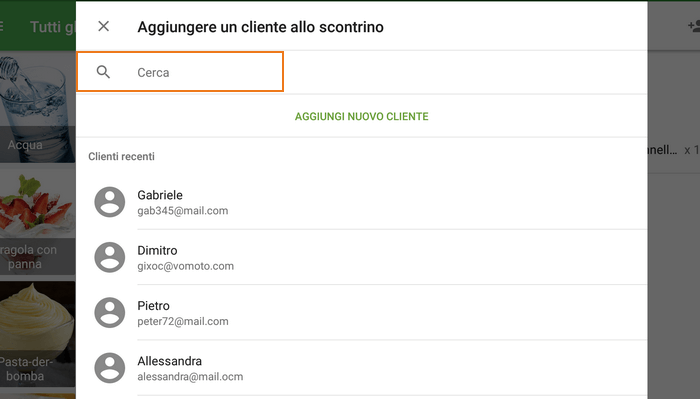 seleziona il cliente