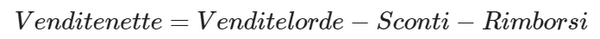 Vendite nette formula