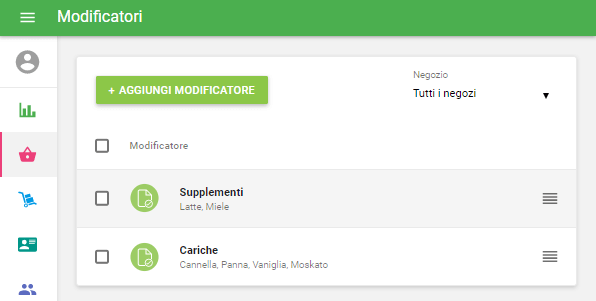 modificare l'ordine dei modificatori
