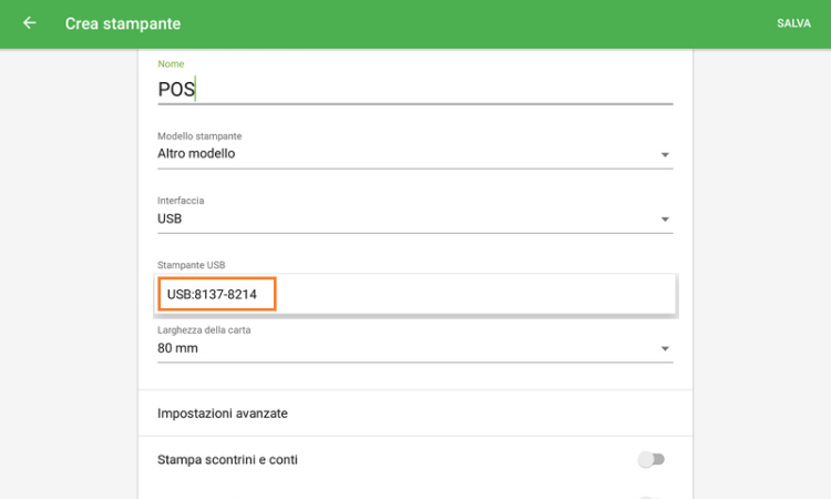 seleziona la tua stampante