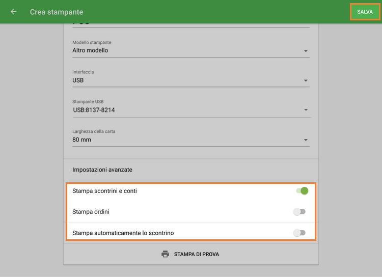 impostazioni per la tua stampante